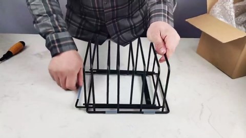 Eyskutvjc Cutting Board Organizer, Adjustable Pot and Pan Organizer Rack, Kitchen Cabinet Holder for Cutting Board,Baking Tray, Cookie Sheet, Bakeware Organizer for Countertop