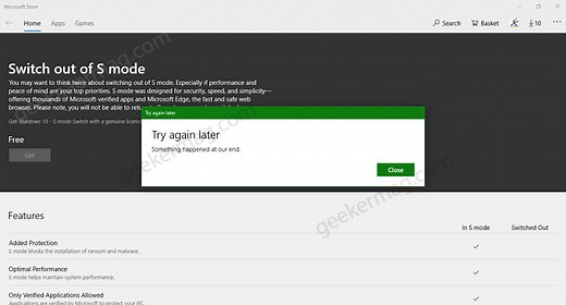 Fix - Unable to Switch out of S Mode in Windows 10
