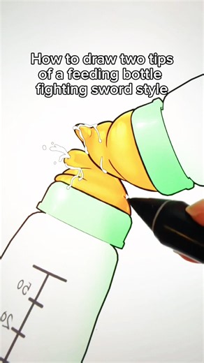 How to draw two tips of a feeding bottle fighting sword style 🍼⚔️