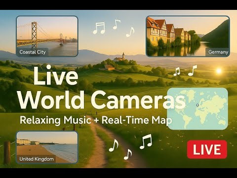 Live World Cameras 🌍 | Relaxing Music + Real-Time Map 🌐 | Travel Without Moving