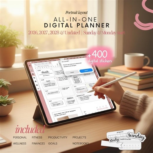 All-in-one Digital Planners 2026 & Undated Planner Bundle With Freebies - Etsy UK