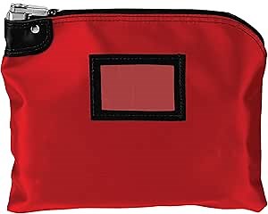 BankSupplies Laminated Nylon Locking Deposit Bag | Red | 15W x 11H | 2 Keys Included for Each Bag | HIPAA | Puncture Resistant Laminated Nylon | Double Stitched Seams