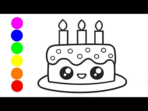 birthday cake | menggambar dan mewarnai kue ulang tahun. #001