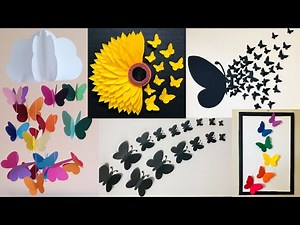 5 EASY DIY Room Decor With Paper Butterflies || How To Make Paper Butterfly Wall Art