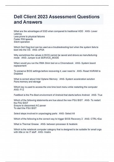 Dell Client 2023 Assessment Questions and Answers