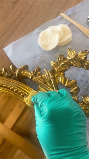 Cleaning a Beautiful Antique Mirror Detail