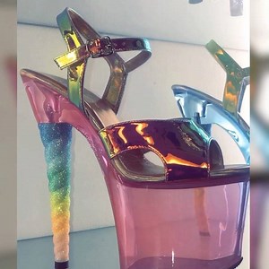 The magic unicorn goddess in you is waiting to be unleashed w/ 7” unicorn horn shaped heel 3 1/4” tinted platform #Pleaser Unicorn-711T ankle strap sandal in pink shifting TPU w/ bubblegum tinted platform and pastel glitter rainbow unicorn heel or green shifting TPU w/ baby blue toned platform and pastel glitter rainbow unicorn heel ♥️👠. Tap to purchase or head to www.PleaserShoes.com for the entire collection. #PleaserUSA #PleaserShoes #PleaserHeels #PolePleaser #VeganShoes : : : : : : : : : :