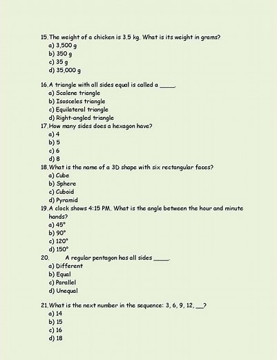 Grade 6 Mathematics End Term 1 Exam 2025 with Marking Scheme