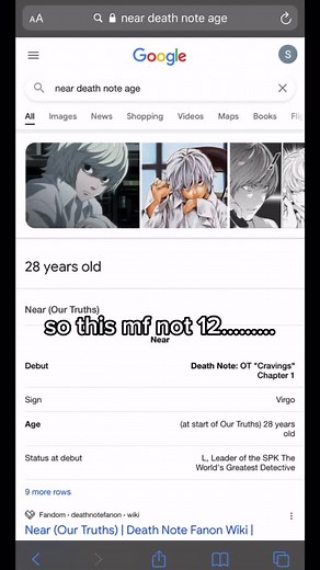 Exploring Near from Death Note: Age, Gender, Real Name, and Intelligence