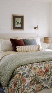 New bedroom retreat inspiration. @Laineandlayne’s Layton Bed is dressed for summer with our favorite Belgian Flax Linen, layered with patterns from our exclusive Kravet collection. Shop the look: https://bit.ly/3TDIJxP #mypotterybarn | Pottery Barn