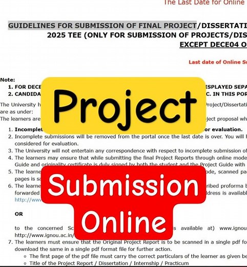 How to Submit IGNOU Project Online for June 2025 Exam ? Step by Step Process | Online Project Submit