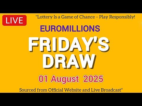 The National Lottery Euromillions Draw Live results from Friday 1 Aug 2025 | Euro Millions