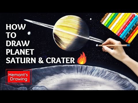 Planet Saturn Painting | How to draw easy Planet Saturn & Asteroid Crater | The Saturn and ring
