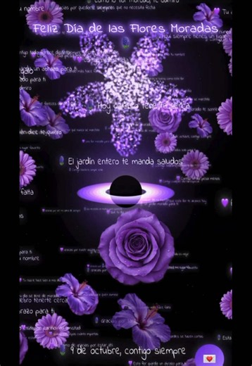 🪻💜🌌Galaxia de Flores Moradas Simple🌌💜 Personaliza tu diseño gratis en DedicaCodes.com #9deoctubre #floresmoradas #html #paradedicar #dedicacodes