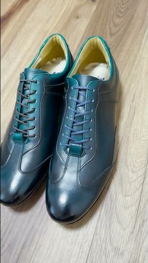 【靴紐替えてみた】大塚製靴レザースニーカー〈HS-6009NA〉アニバーサリーモデルのロイヤルブルー #shorts