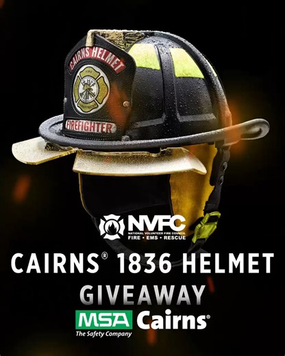Volunteer firefighters: enter now for a chance to receive a personalized MSA Cairns® 1836 Fire Helmet! All the tradition plus innovative tech features for comfort and cleanability. https://www.nvfc.org/helmet | MSA Fire