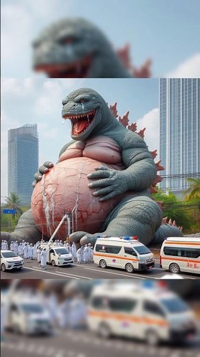 A pregnant Godzilla gives birth to a hospital in Phnom Penh #shorts #godzilla #funny #comedy #ai