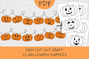 Halloween Pumpkin Cutouts: Easy Kids Craft, Printable Garland (PDF Download) - Etsy