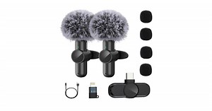 Professional Wireless Lavalier Lapel Microphone Plug-Play Noise Reduction Microphone Lavalier Wireless Microphone for iPhone iPad for Interview Video Podcast Vlog | Microphones & Wireless Systems | Audio