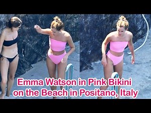 Emma Watson in Pink Bikini on the Beach in Positano, Italy