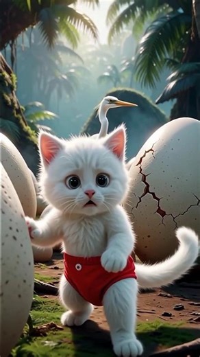 Kitten Meets a Baby Dinosaur on a Mystery Island 😂🦕🐱 | Dodo Studio 🎥#ai #youtubeshorts #aicat #funny