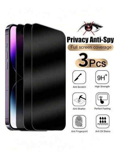 3pcs High-Grade Tempered Glass Screen Protector, 9H Hardness Anti-Scratch, Rounded Corners Comfortable Fit, Dust-Proof Design, Privacy Protection, Suitable For Daily Use, Professional Office And Home, Compatible With IPhone 17e/17 ProMax/17 Pro/17 Air/16 ProMax/16 Pro/16/15 ProMax/15 Pro/15/14 ProMax/14 Pro/14/13/12/11 And Other Models | SHEIN