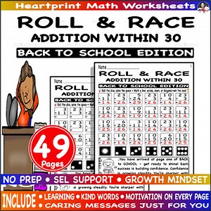 Roll and Race Math Dice Games | Addition Within 30 Fact Fluency - BTS Edition.