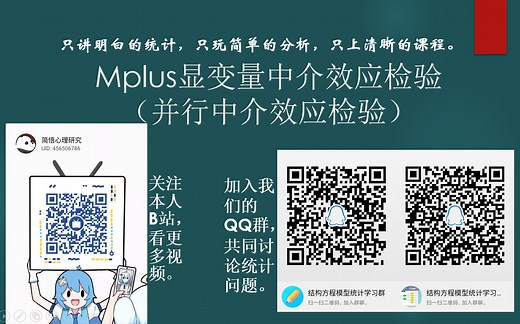 Mplus显变量中介效应检验（并行中介）|中介效应模型|路径系数差异检验