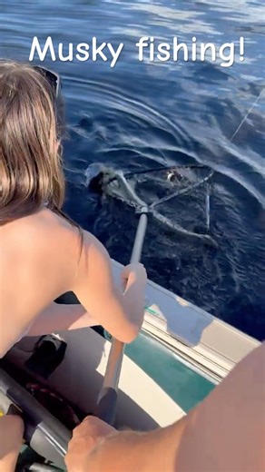 My daughter nets my 40” musky with my family on board. 1Mntnrdr