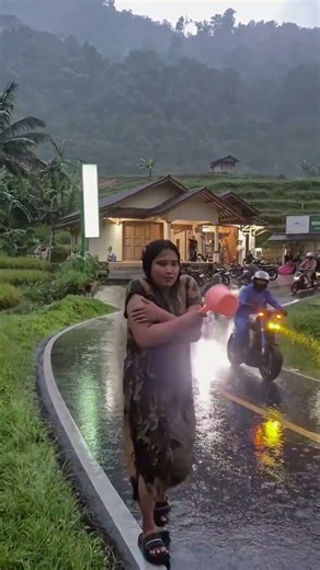 Rainy Evening on a Winding Mountain Road 🌧️🏍️ #Shorts