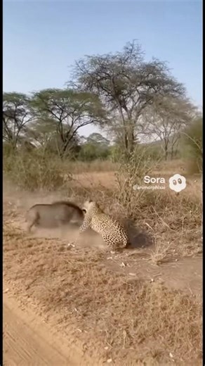 Fierce Battle! Predator vs. Prey in a Struggle for Survival.. #trending #animals #leopard