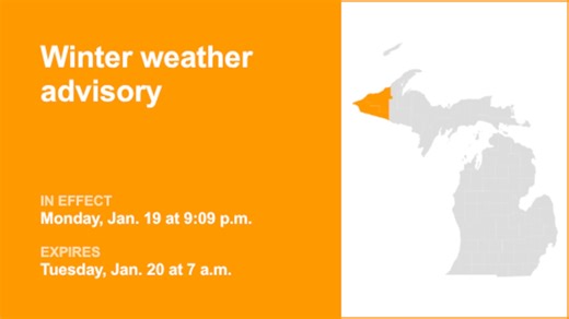 Update: Winter weather advisory issued for Ontonagon and Gogebic counties until Tuesday morning