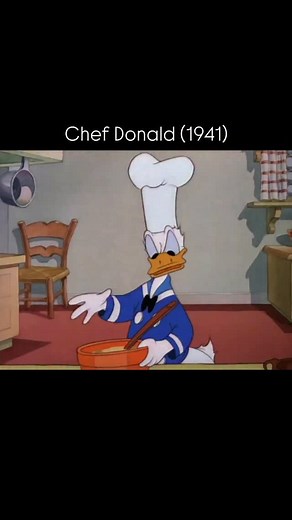 Donald’s waffle batter takes on a mind of its own after he accidentally adds rubber cement, leading to one of his most chaotic kitchen moments in Chef Donald (1941). | Disney History Channel