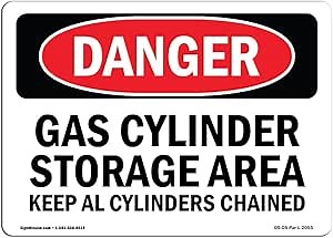 OSHA Danger Sign - Gas Cylinder Storage Area Keep All Cylinders | Aluminum Sign | Protect Your Business, Construction Site, Shop Area | Made in The USA