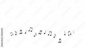 A wave of flying notes on transparent background with alpha channel.