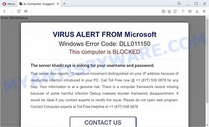 SCAM ALERT : “Windows Error Code: DLL011150” pop-ups