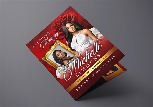 Red & Gold Funeral Program (8 Pages) Celebration of Life Obituary Program | Memorial Program, in Loving Memory, Canva Funeral Template - Etsy