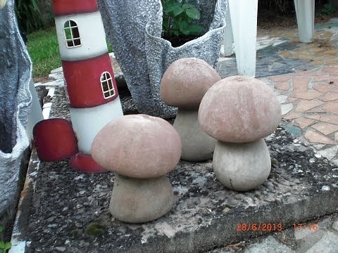 Pilze aus Beton mit Damenstrümpfen machen - mushrooms made of concrete