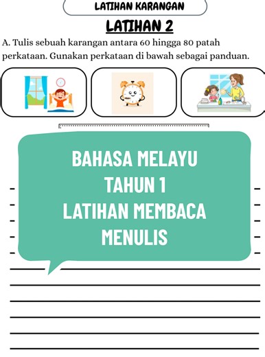 LATIHAN ULANGKAJI BAHASA MELAYU LATIHAN AWAL TINGKATKAN KEMAHIRAN MEMBACA DAN MENULIS DENGAN MENJAWAB SOALAN #bahasamelayu #tahap1 #tahun1 #fypage