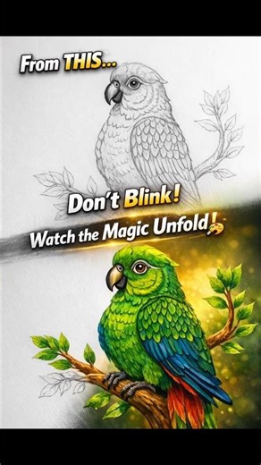 Don't Blink! 👀 Watch This Parrot Come to Life with Color Pencil Magic 🎨✨ #colors #trending #shorts