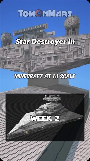 TomOnMars on Instagram: "Week 2! 1:1 Star Destroyer in Minecraft at 1 block to 1 meter! 🟥Follow @tomonmars for more Minecraft Star Wars creations and inspiration 🟧Download builds via my Patreon 🟨Check out my YouTube for long-form videos, links in bio Tags🔖- #minecraft #minecraftbuilds #starwars"