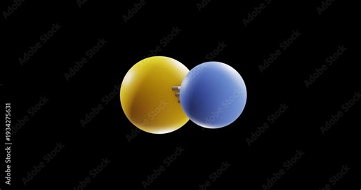 Phosphorus mononitride molecule, rotating 3D model of binary compound, looped video on a black background