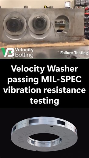 Velocity Bolting on Instagram: "Watch the test block get chewed up - shavings flying and all - while the Velocity Washers hold strong without a hint of wear or unintended activation. Velocity Washer has passed three MIL-SPEC standards for vibration and shock resistance (MIL-STD-167-1A, MIL-S-901D, and MIL-STD-1312-7A). Learn more: https://www.velocitybolting.com/velocity-washer (C) Velocity Bolting Inc. All Rights Reserved. 2025."