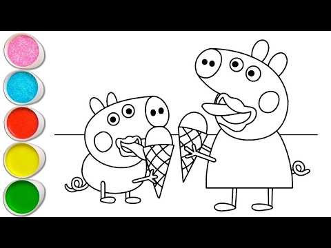 Cute Pig with Ice Cream 🍦🐷Easy Coloring for Kids. Pig with Ice Cream Easy Coloring for Kids #viral