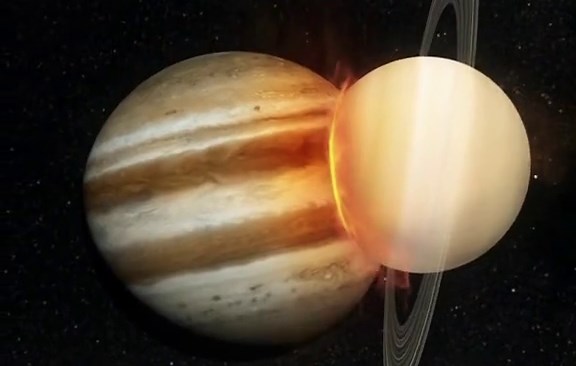Jupiter and Saturn Collision in Solar System