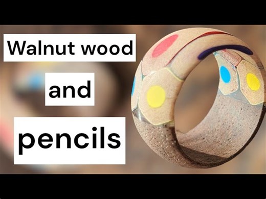 I turned colored pencils and walnut wood into this amazing resin ring