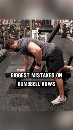Sebastian Burka on Instagram: "Don’t make these mistakes on DB Rows if you want to grow your back. It’s pretty easy to start using a bunch of momentum and rotation to throw weight around on this exercise, but it’s important to understand that the intention is never to simply move the most amount weight. The intention is to direct the most amount of tension to the target muscle. Focus on maintaining a relatively stacked position. You shouldn’t be arching or rounding your back here. Keep the suppo