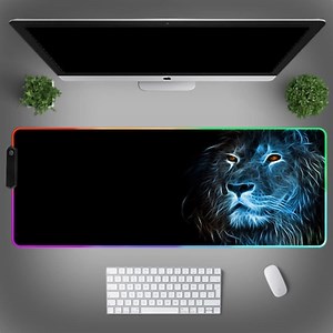 MousePad profesional Gaming RGB mare XXL, Lumini LED, Suprafata moale, Baza Anti-Alunecare Cauciucata, Multiple moduri de iluminare, Luminozitate Ajustabila, 900x400x4mm, Leu - eMAG.ro