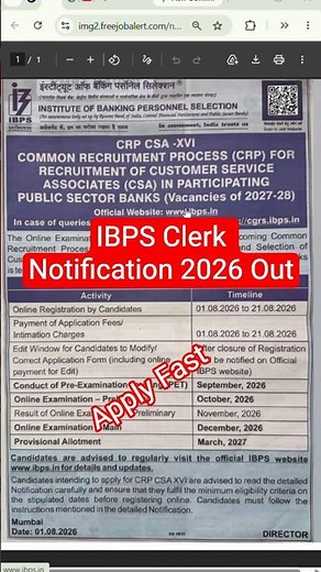 IBPS Clerk Recruitment 2026 Out 🔥 Apply Online From 1 Aug | CRP CSA XVI Notification