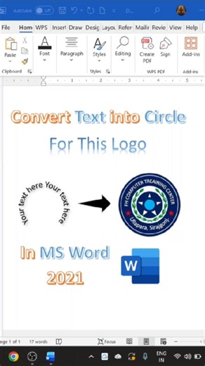 MS Word 2021: Convert Text into Circular Shape (Step-by-Step Guide)